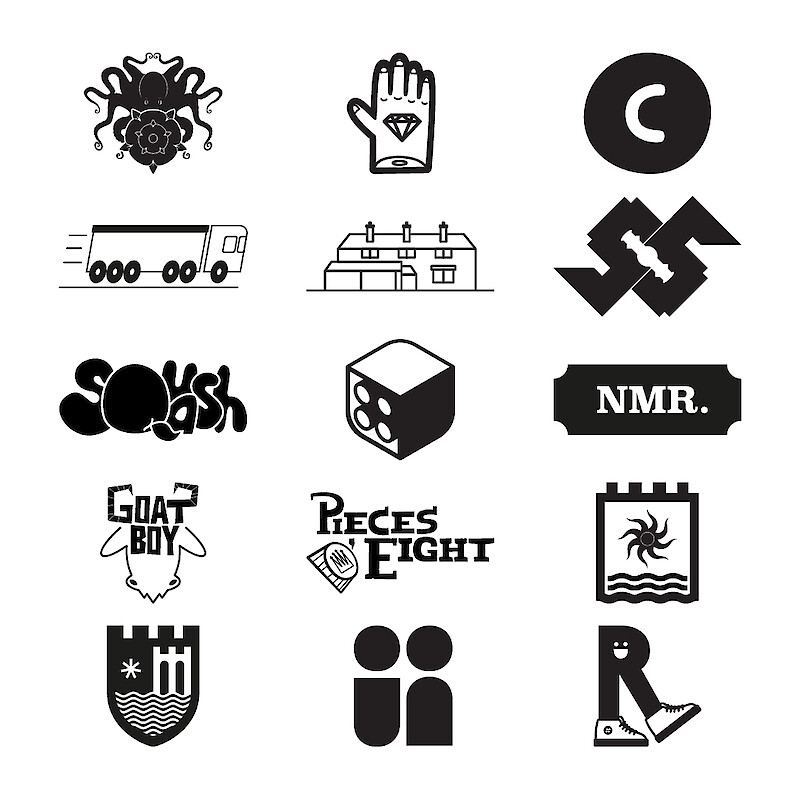 Black and white examples of logos / branding by House of Deadleg