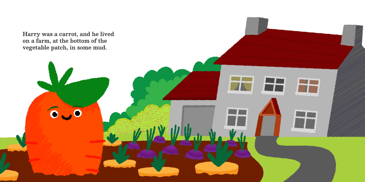 Development artwork for a picture book version of “The Fussy Carrot”