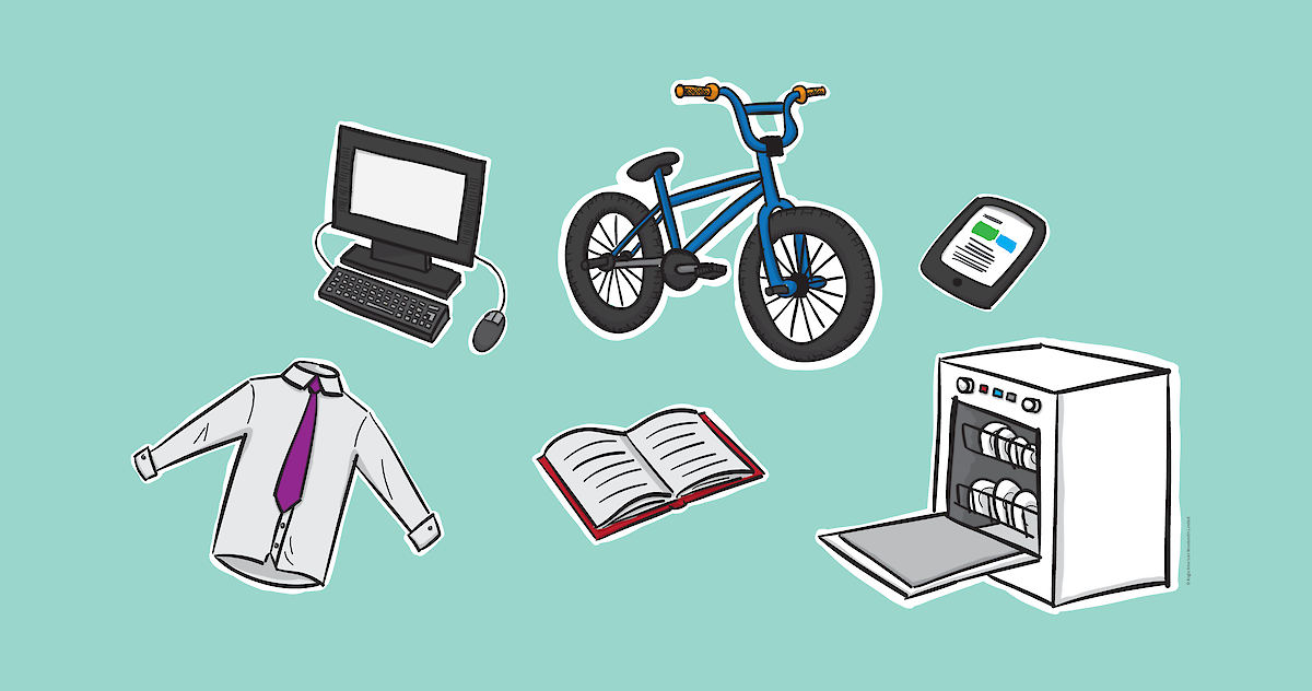 Various household item illustrations for STEM based board game for Scarborough Engineering Week
