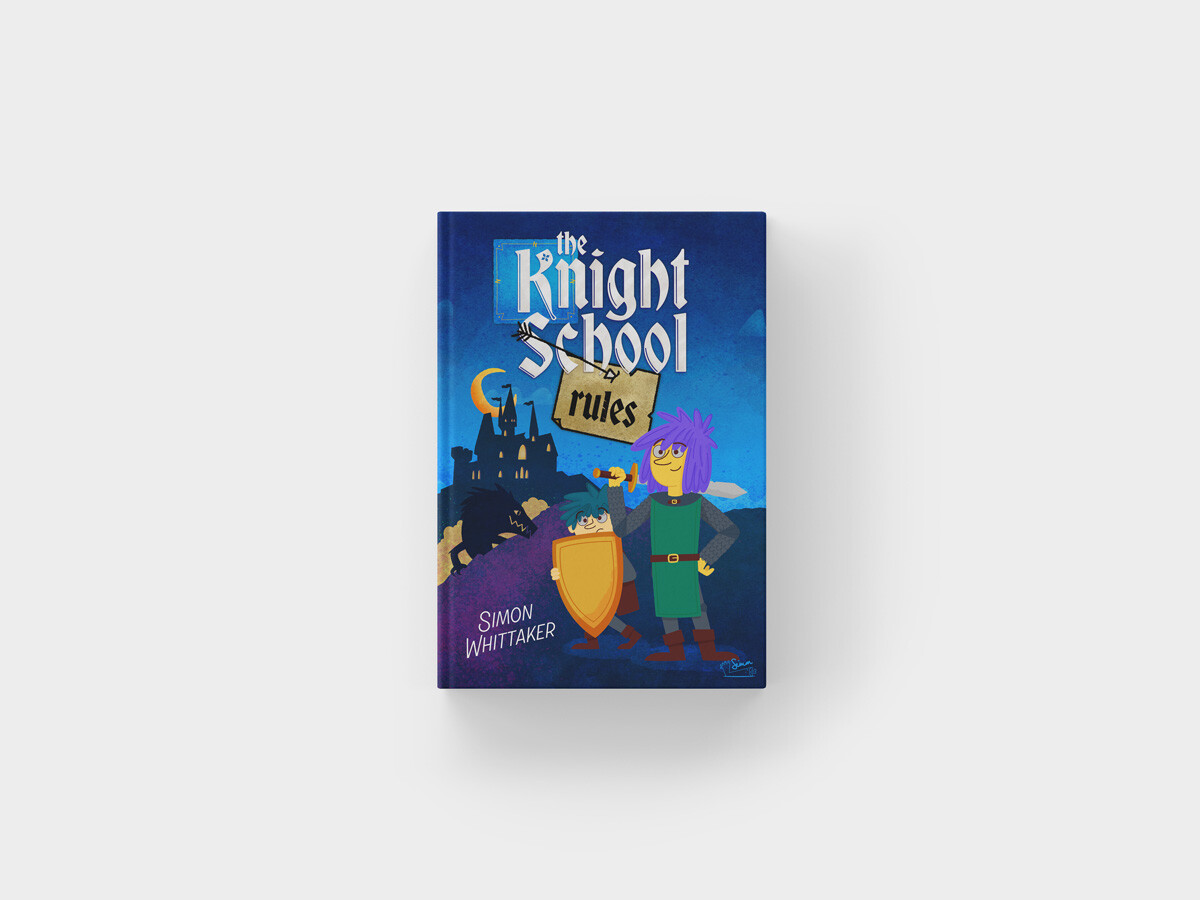 "The Knight School Rules" book concept, personal project, featuring cartoon knights in armour.