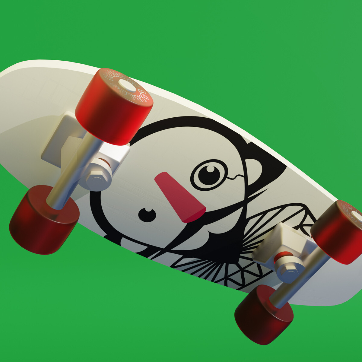 3D illustration of 80s style skateboard