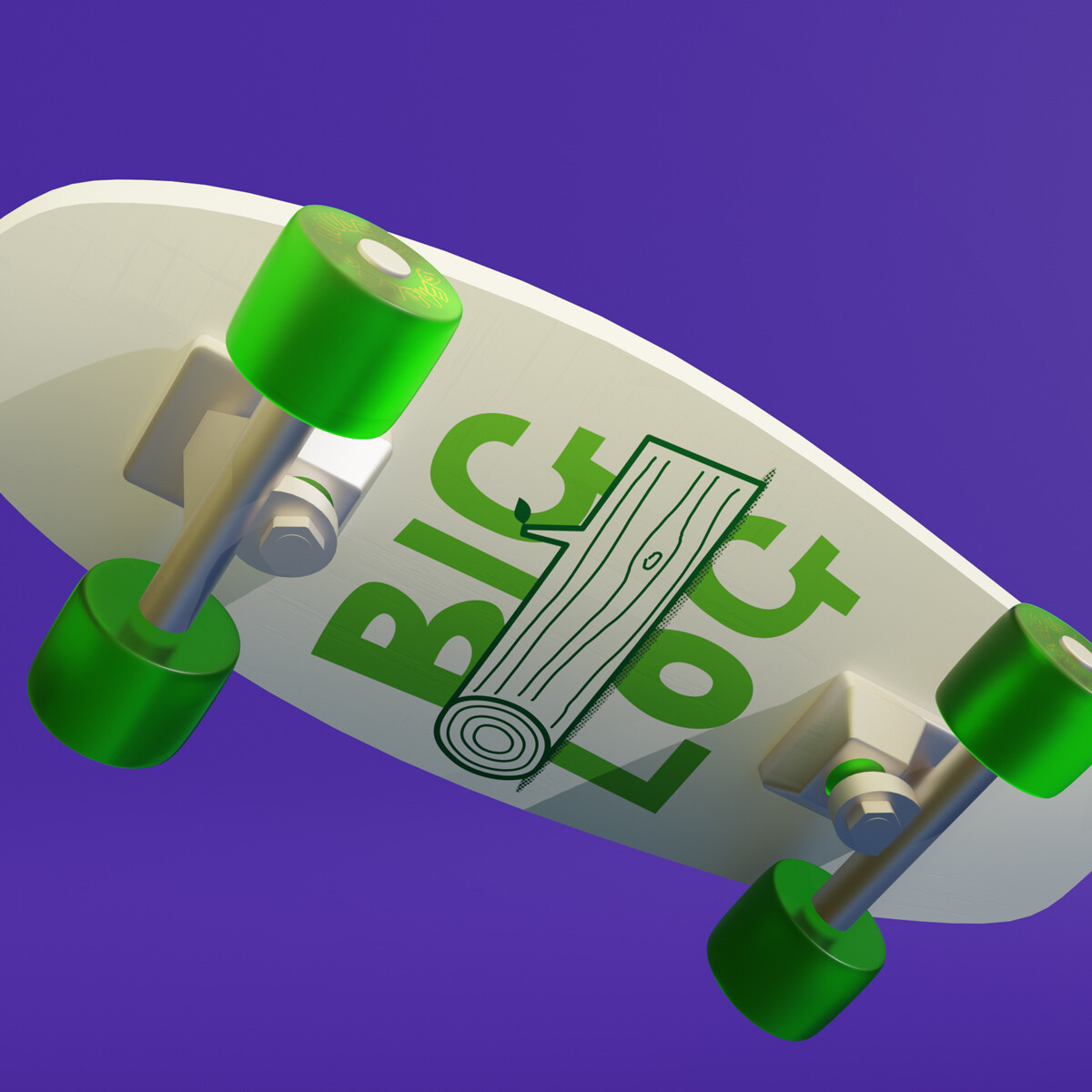 3D illustration of 80s style skateboard