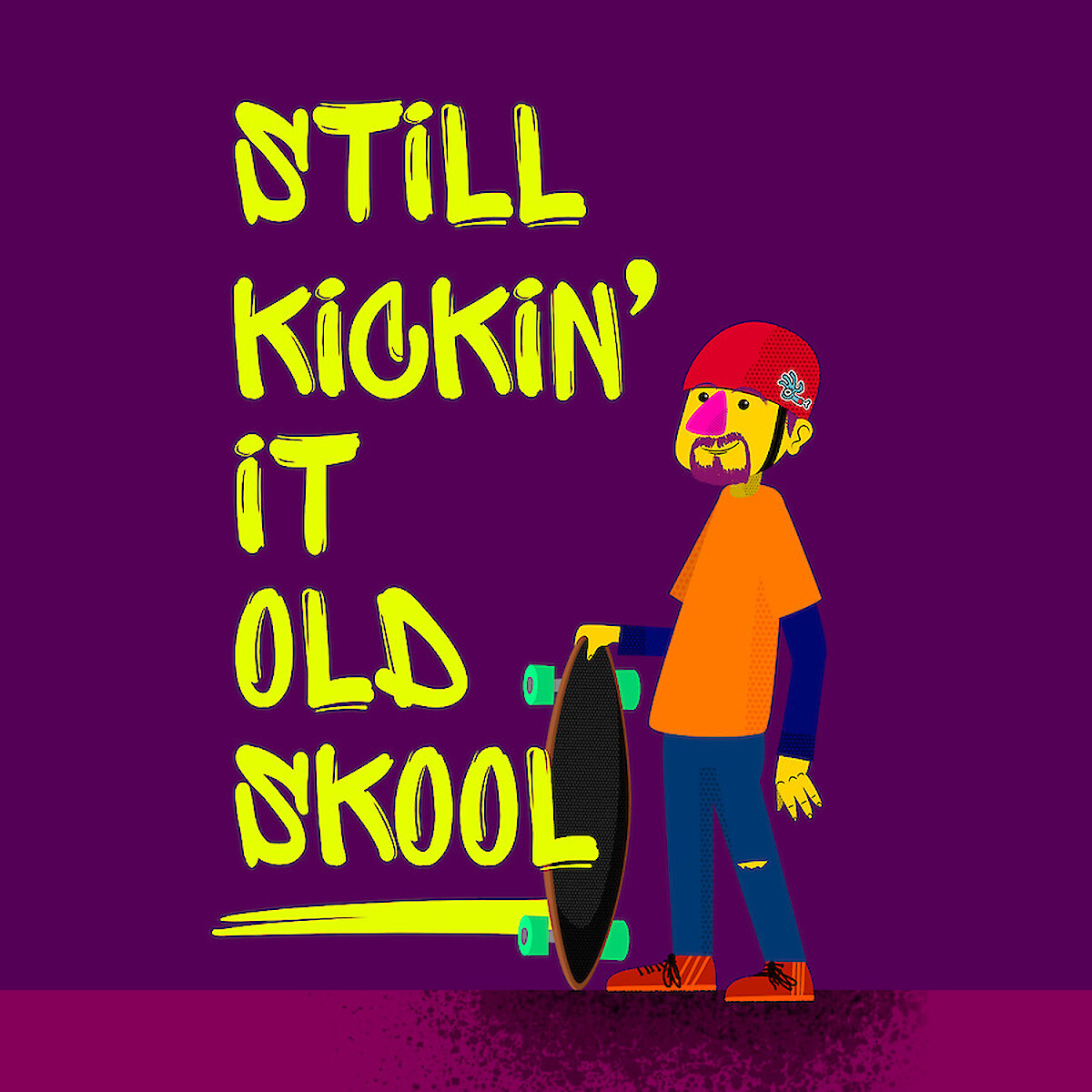 Illustration of an older Dad skater
