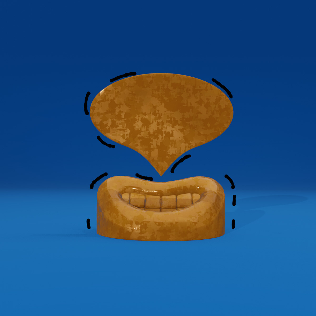 3D versions of editorial illustrations of strange trophies for an article about offices