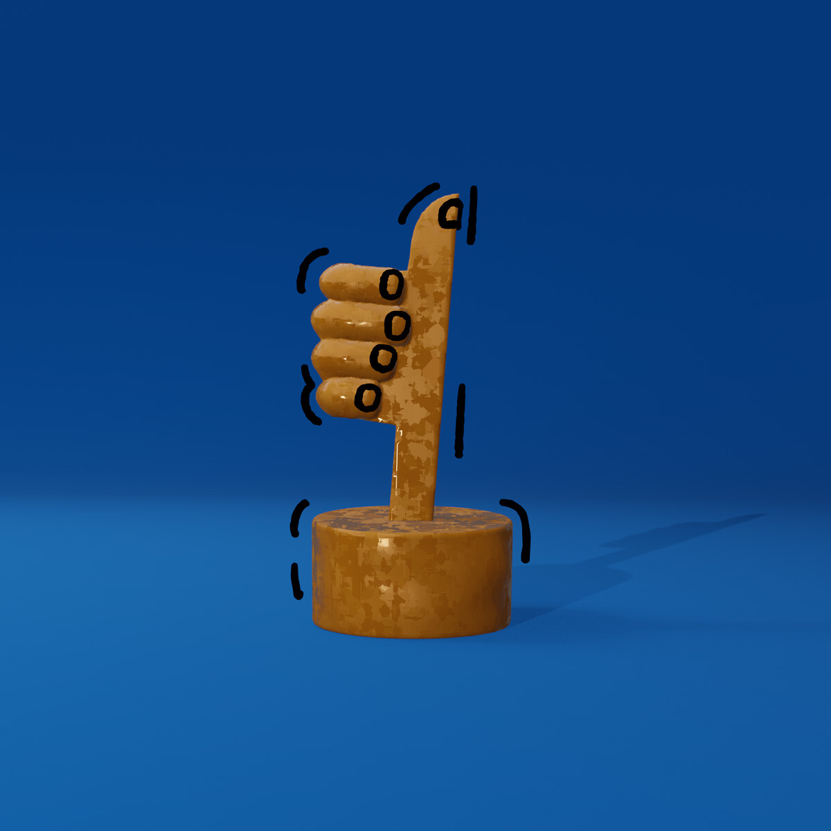 3D versions of editorial illustrations of strange trophies for an article about offices