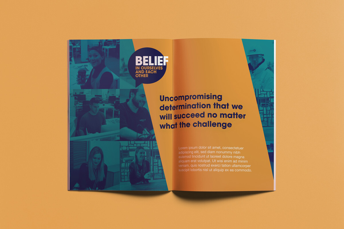 Internal comms magazine editorial layout, design and graphics
