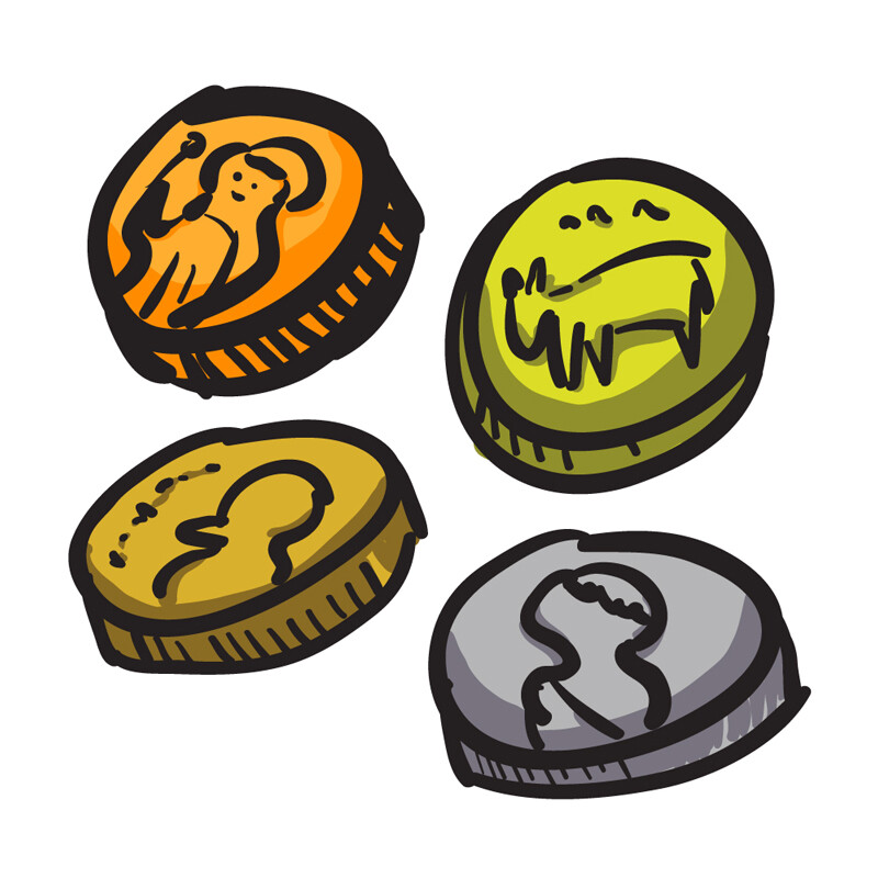 Roman coins vector sketch