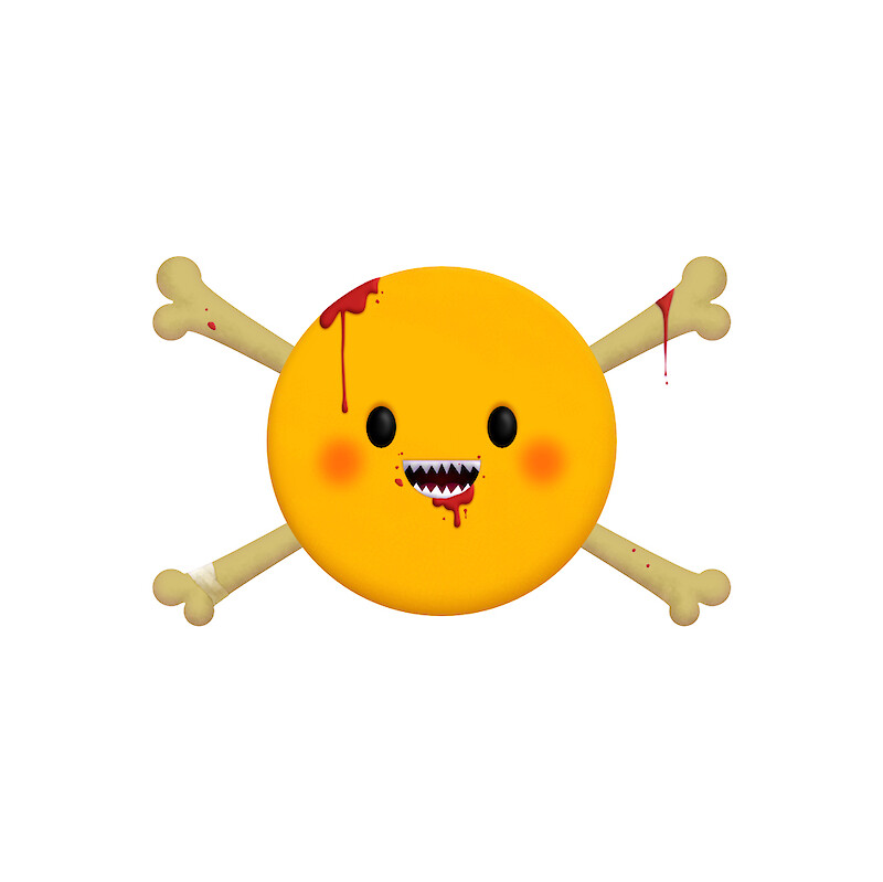 Cute kawaii style re-imagining of The Wildhearts smileybones logo