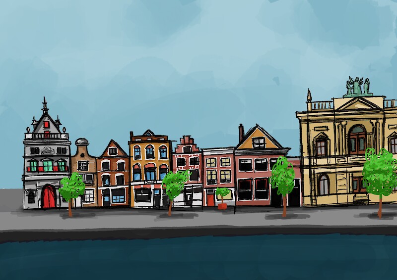 A view of Harlaam by the canal, illustration by Simon Whittaker/House of Deadleg