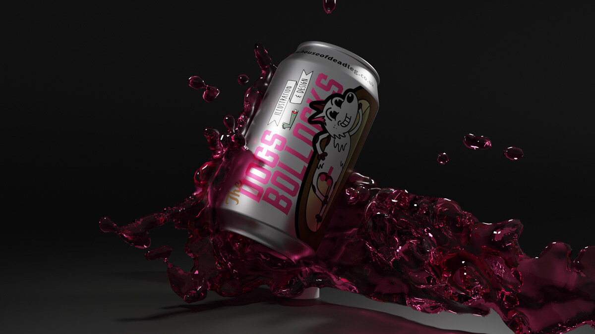 3D render of can design and liquid splashing