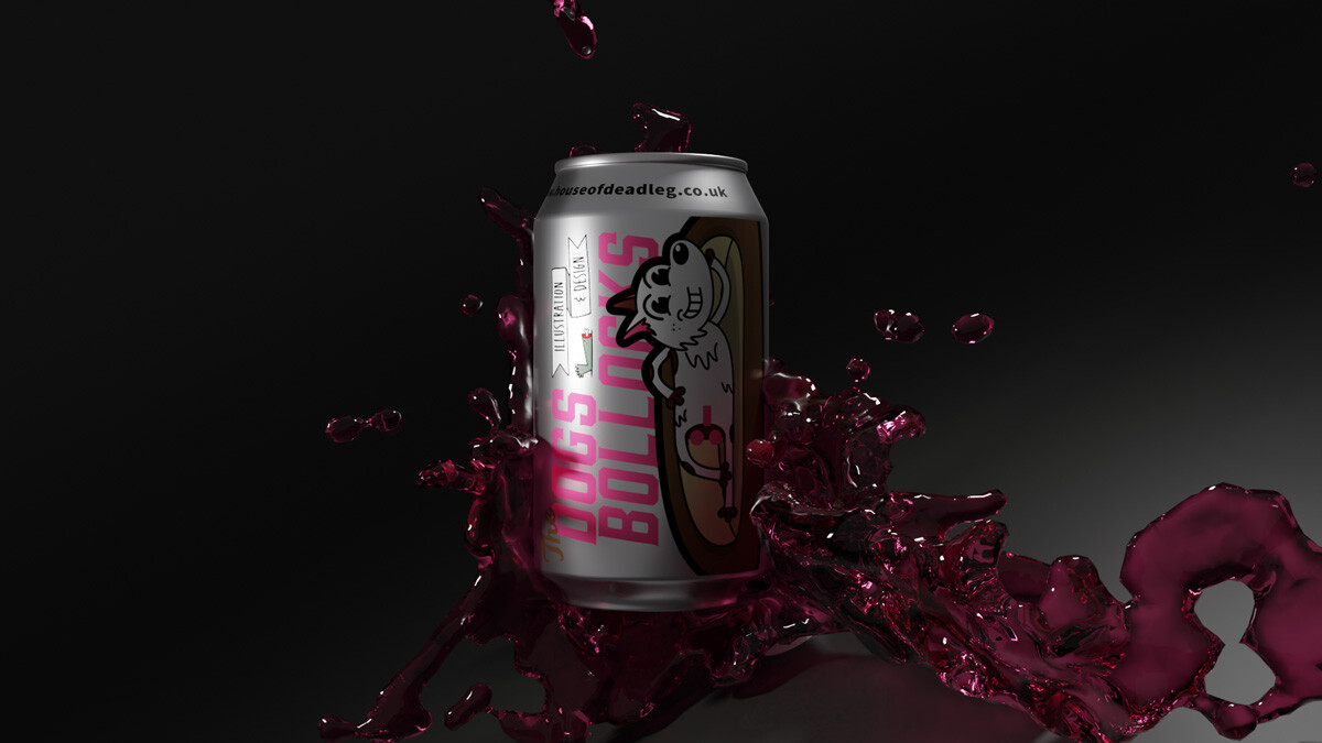 3D render of can design and liquid splashing