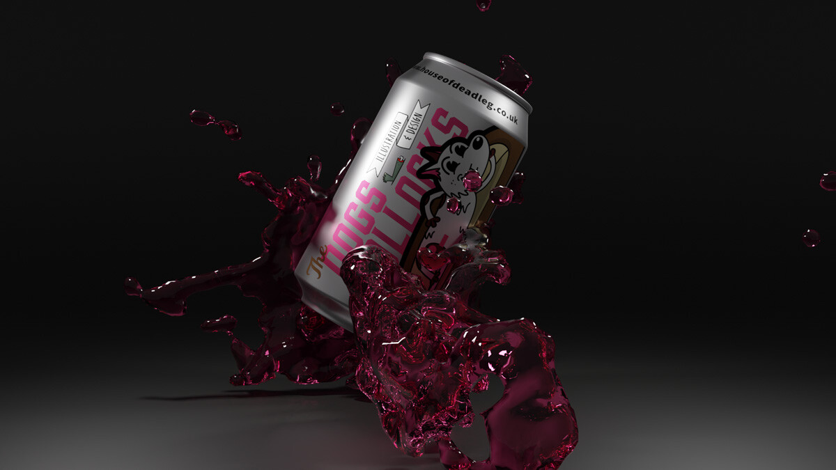 3D render of can design and liquid splashing