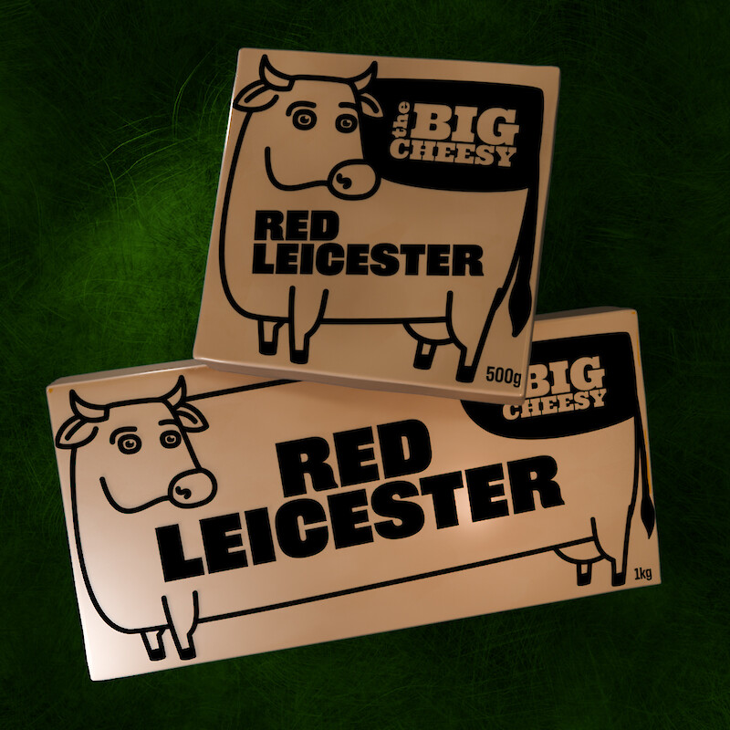 The Big Cheesy, Illustrated cheese packaging concept 3D render