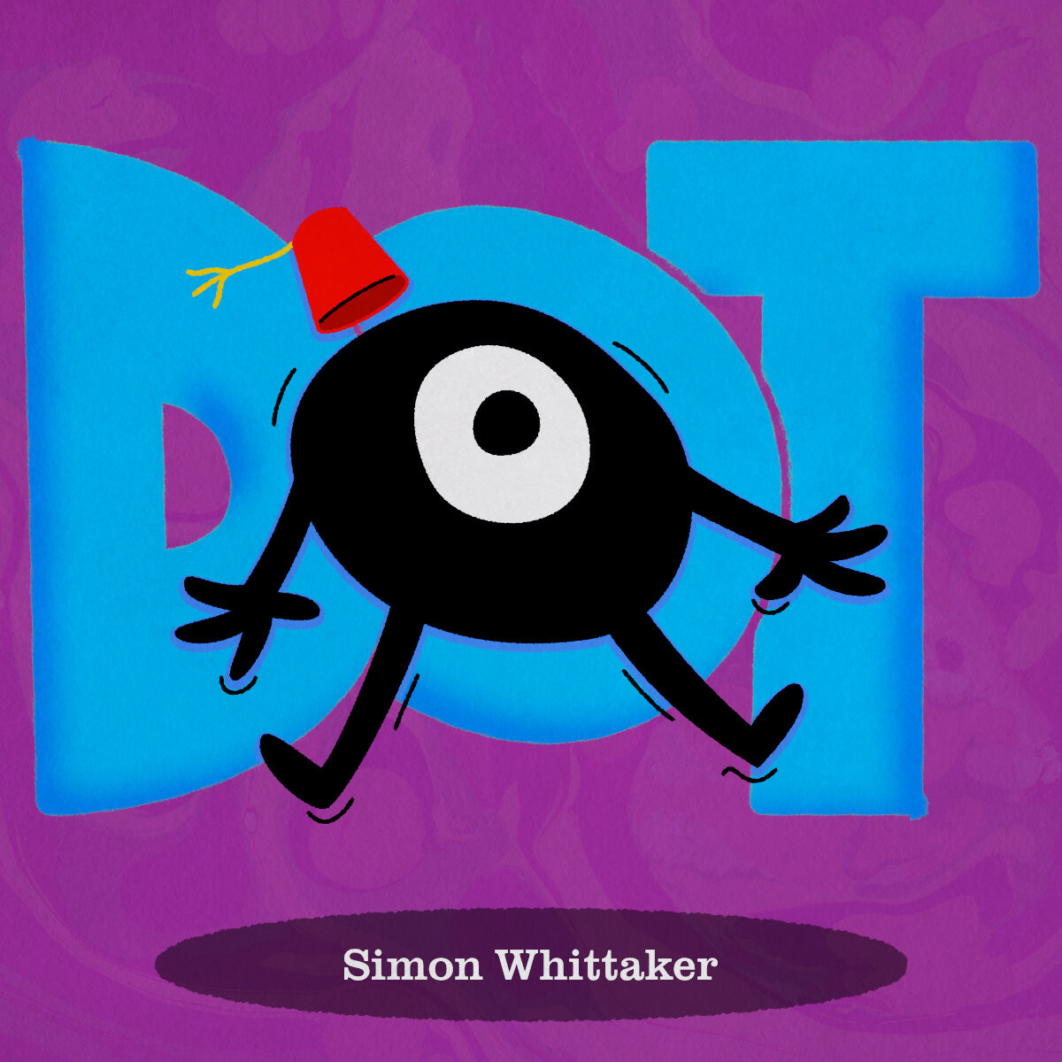 Children’s book cover mockup for Dot, featuring a cute black character wearing a red fez hat.