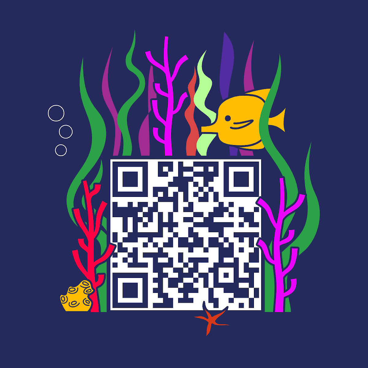 Fish finder illustrated QR code panel