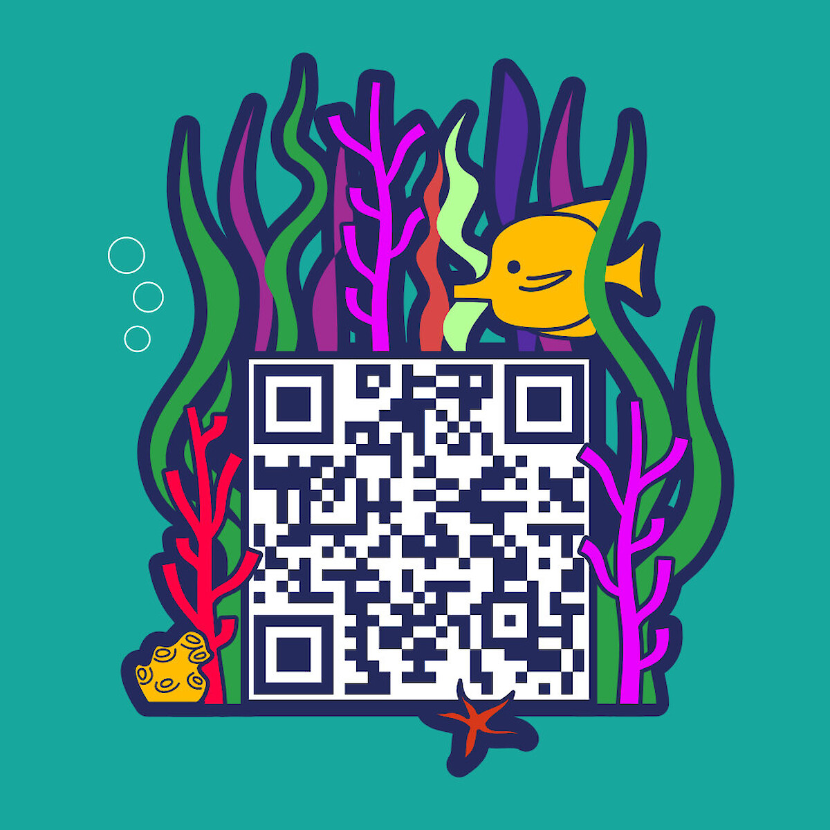 Fish finder illustrated QR code panel