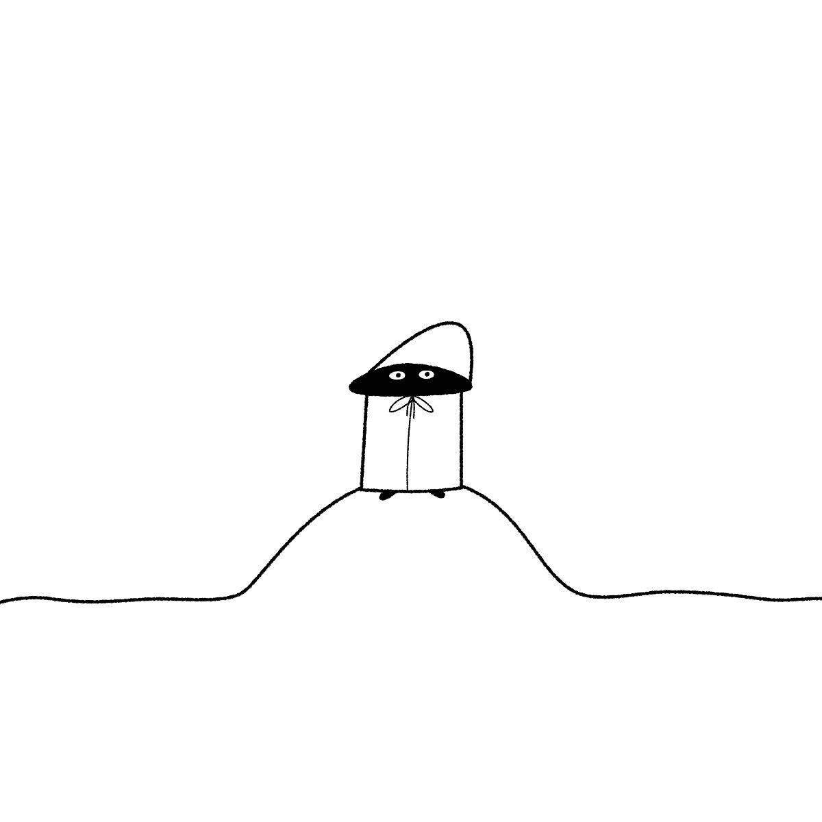 Animated gif showing individual characters and buildings from Three Little Henges cover concept